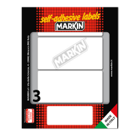 Etichetta adesiva permanente rettangolare - 100 x 46 mm - 3 etich. X foglio - 10 fogli per busta - bianco - conf. 25 pezzi - Markin - 10051 - 8007047938008 - DMwebShop