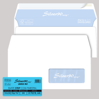 Busta SILVER90 STRIP FSC bianca internografata con finestra - 110 x 230 mm - 90 gr - conf. 500 pezzi - Pigna - 0170578AM - 8059020920876 - DMwebShop