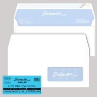 Busta Silver90 Strip FSC - bianca - internografata - con finestra - 110 x 230 mm - 90 gr - conf. 500 pezzi - Pigna - 0170578AM - 8059020920876 - DMwebShop