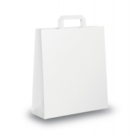 Shopper in carta maniglia piattina - 26 x 11 x 35 cm - bianco - conf. 25 sacchetti - Mainetti Bags