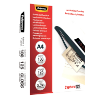 Pouches Capture125 - A4 - 216 x 303 mm - 125 micron - scatola 100 pezzi - Fellowes 5307407