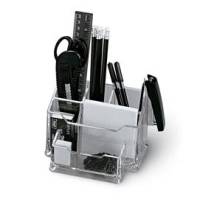 Portatutto da banco - plexiglass - 19 x 12 x 10 cm - accessori inclusi - trasparente - Lebez - 5474. - 8002787054742 - DMwebShop