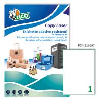 Etichetta in poliestere PC4 - permanente - 210 x 297 mm - 1 etichetta per foglio - trasparente - conf. 100 fogli A4 - Tico - PC4-210297 - 8007827243087 - DMwebShop
