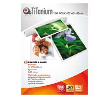 Pouches - A3 - 303 x 426 mm - 2 x 80 micron - conf. 100 pezzi - Titanium - PP580-01T - 8025133034731 - DMwebShop