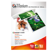 Pouches - A3 - 303 x 426 mm - 2 x 80 micron - conf. 100 pezzi - Titanium PP580-01T