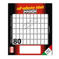 Etichetta adesiva permanente rettangolare - 16 x 10 mm - 80 etich. per foglio - 10 fogli per busta - bianco - conf. 10 pezzi Markin - X11012 - 8007047050960 - DMwebShop