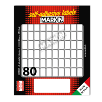 Etichetta adesiva permanente rettangolare - 16 x 10 mm - 80 etich. per foglio - 10 fogli per busta - bianco - conf. 10 pezzi Markin - X11012 - 8007047050960 - DMwebShop