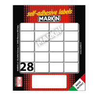 Etichetta adesiva - permanente - rettangolare - 27 x 19 mm - 28 etic. Per foglio - 10 fogli per busta - bianco - conf. 10 pezzi - Markin - X11021 - 8007047040190 - DMwebShop