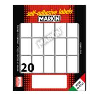 Etichetta adesiva permanente rettangolare - 34 x 21 mm - 20 etich. per foglio - 10 fogli per busta - bianco - conf. 10 pezzi Markin - X11027 - 8007047040558 - DMwebShop