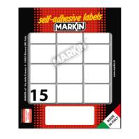 Etichetta adesiva permanente rettangolare - 37 x 27 mm - 15 etich. per foglio - 10 fogli per busta - bianco - conf. 10 pezzi Markin - X11029 - 8007047040671 - DMwebShop