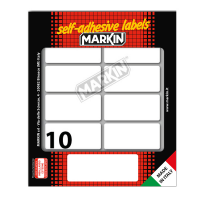 Etichetta adesiva permanente rettangolare - 56 x 26 mm - 10 etich. per foglio - 10 fogli per busta - bianco - conf. 10 pezzi Markin - X11040 - 8007047050953 - DMwebShop