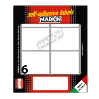 Etichetta adesiva permanente rettangolare - 56 x 46 mm - 6 etich. per foglio - 10 fogli per busta - bianco - conf. 10 pezzi Markin - X11042 - 8007047050427 - DMwebShop