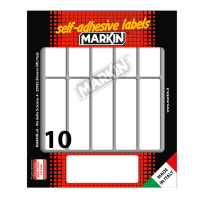 Etichetta adesiva permanente rettangolare - 70 x 20 mm - 10 etich. per foglio - 10 fogli per busta - bianco - conf. 10 pezzi Markin - X11044 - 8007047050977 - DMwebShop