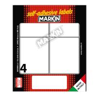 Etichetta adesiva permanente rettangolare - 70 x 56 mm - 4 etic. Per foglio - 10 fogli per busta bianco - conf. 10 pezzi - Markin - X11047 - 8007047050182 - DMwebShop