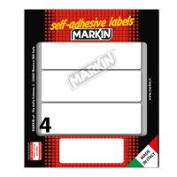 Etichetta adesiva - permanente rettangolare - 110 x 34 mm - 4 etic. per foglio - 10 fogli per busta - bianco - conf. 10 pezzi Markin X11052 - 8007047050342 - DMwebShop