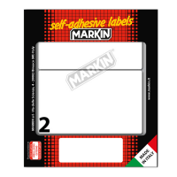 Etichetta adesiva permanente rettangolare - 115 x 70 mm - 2 etich. per foglio - 10 fogli per busta - bianco - conf. 10 pezzi Markin - X11053 - 8007047050175 - DMwebShop