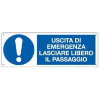 Cartello segnalatore - 35 x 12,5 cm - USCITA DI EMERGENZA LASCIARE LIBERO IL PASSAGGIO - alluminio - Cartelli Segnalatori - E19994K - 8798110019990 - DMwebShop