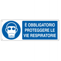 Cartello segnalatore - 35 x 12,5 cm - E' OBBLIGATORIO PROTEGGERE LE VIE RESPIRATORIE - alluminio - Cartelli Segnalatori - E1903K - 8798140319039 - DMwebShop