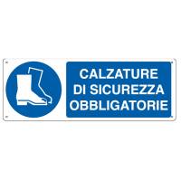 Cartello segnalatore - 35 x 12,5 cm - CALZATURE DI SICUREZZA OBBLIGATORIE - alluminio - Cartelli Segnalatori - E1905K - 8798160519051 - DMwebShop