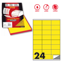 Etichetta adesiva C500 - permanente - 70 x 36 mm - 24 etichette per foglio - giallo fluo - scatola 100 fogli A4 - Markin - X210C500F-GI - 8007047021809 - DMwebShop