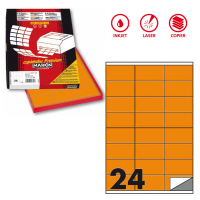 Etichetta adesiva C500 - permanente - 70 x 36 mm - 24 etichette per foglio - arancio fluo - scatola 100 fogli A4 - Markin - X210C500F-AR - 8007047051271 - DMwebShop