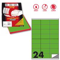 Etichetta adesiva C500 - permanente - 70 x 36 mm - 24 etichette per foglio - verde fluo - scatola 100 fogli A4 - Markin - X210C500F-VE - 8007047051257 - DMwebShop
