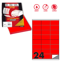 Etichetta adesiva C500 - permanente - 70 x 36 mm - 24 etichette per foglio - rosso fluo - scatola 100 fogli A4 - Markin - X210C500F-RO - 8007047051264 - DMwebShop