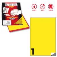 Etichetta adesiva C503 - permanente - 210 x 297 mm - 1 etichetta per foglio - giallo fluo - scatola 100 fogli A4 - Markin - X210C503F-GI - 8007047051004 - DMwebShop