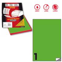 Etichetta adesiva C503 - permanente - 210 x 297 mm - 1 etichetta per foglio - verde fluo - scatola 100 fogli A4 - Markin - X210C503F-VE - 8007047051028 - DMwebShop