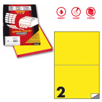 Etichetta adesiva C509 - permanente - 210 x 148,5 mm - 2 etichette per foglio - giallo fluo - scatola 100 fogli A4 - Markin - X210C509F-GI - 8007047051042 - DMwebShop
