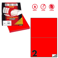 Etichetta adesiva C509 - permanente - 210 x 148,5 mm - 2 etichette per foglio - rosso fluo - scatola 100 fogli A4 - Markin - X210C509F-RO - 8007047051073 - DMwebShop