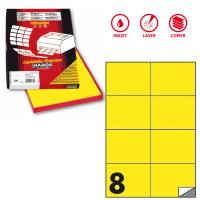 Etichetta adesiva C512 - permanente - 105 x 74,25 mm - 8 etichette per foglio - giallo fluo - scatola 100 fogli A4 - Markin - X210C512F-GI - 8007047051080 - DMwebShop