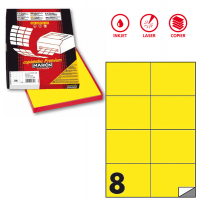 Etichetta adesiva C512 - permanente - 105 x 74,25 mm - 8 etichette per foglio - giallo fluo - scatola 100 fogli A4 - Markin - X210C512F-GI - 8007047051080 - DMwebShop