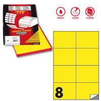 Etichetta adesiva C512 - permanente - 105 x 74,25 mm - 8 etichette per foglio - giallo fluo - scatola 100 fogli A4 - Markin - X210C512F-GI - 8007047051080 - DMwebShop