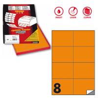 Etichetta adesiva C512 - permanente - 105 x 74,25 mm - 8 etichette per foglio - arancio fluo - scatola 100 fogli A4 - Markin - X210C512F-AR - 8007047051097 - DMwebShop