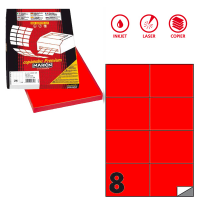 Etichetta adesiva C512 - permanente - 105 x 74,25 mm - 8 etichette per foglio - rosso fluo - scatola 100 fogli A4 - Markin - X210C512F-RO - 8007047051110 - DMwebShop