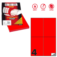 Etichetta adesiva C519 - permanente - 105 x 148,5 mm - 4 etichette per foglio - rosso fluo - scatola 100 fogli A4 - Markin - X210C519F-RO - 8007047051158 - DMwebShop