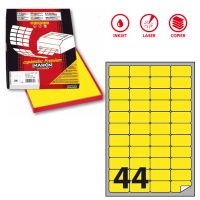 Etichetta adesiva A406 - permanente - 47,5 x 25,5 mm - 44 etichette per foglio - giallo fluo - scatola 100 fogli A4 - Markin - X210A406F-GI - 8007047051202 - DMwebShop