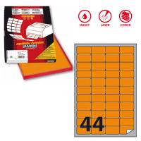 Etichetta adesiva A406 - permanente - 47,5 x 25,5 mm - 44 etichette per foglio - arancio fluo - scatola 100 fogli A4 - Markin - X210A406F-AR - 8007047051219 - DMwebShop