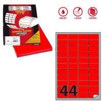 Etichetta adesiva A406 - permanente - 47,5 x 25,5 mm - 44 etichette per foglio - rosso fluo - scatola 100 fogli A4 - Markin - X210A406F-RO - 8007047051233 - DMwebShop