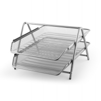 Vaschetta portacorrispondenza - 2 ripiani - rete metallica - 35,5 x 30 x 21 cm - argento - Lebez - 80442S - 8007509072356 - DMwebShop