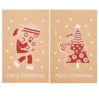 Biglietto Natale doppio 9 x 14 cm cartoncino fantasie assortite avana - 2751