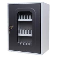 Cassetta portacellulare con anta trasparente 30 posti 30 x 23 x 40 cm grigio - 3506