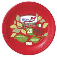 Piatto piano compostabile diametro 22 cm rosso - 3399
