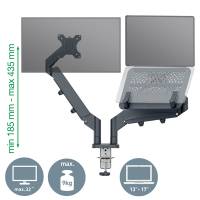Braccio salvaspazio - per 2 monitor e laptop - grigio scuro - Leitz - 65380089 - 4002432134700 - DMwebShop - 1