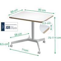 Scrivania Compatta pneumatica Sit Stand mobile 80 x 60 x 75 cm bianco - 1041 - 4