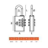 Lucchetto con combinazione - 30 mm - Metalplus - 9030C - 3000004561115 - DMwebShop - 1