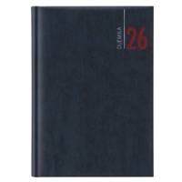 Agenda giornaliera 2026 copertina in carta imbottita 14,5 x 20,5 cm blu - 3590