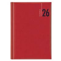 Agenda giornaliera 2026 copertina in carta imbottita 14,5 x 20,5 cm rosso - 3576