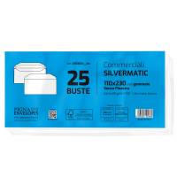 Busta Silver Matic FSC - senza finestra - gommata - 11 x 23 cm - 80 gr - bianco - conf. 25 pezzi - Pigna - 0593004AM - 8005235101869 - DMwebShop - 1